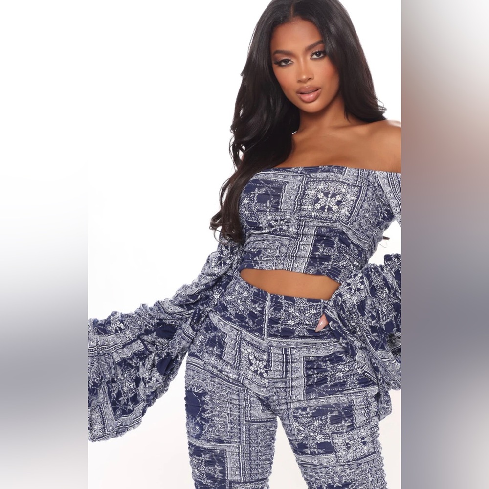 Blue Bandana print legging set